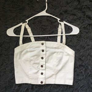 Forever 21 Linen Blend Mock Button Top